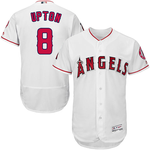 Angels of Anaheim #8 Justin Upton White Flexbase Authentic Collection Stitched MLB Jersey